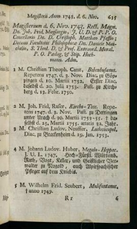 Magisterii Anno 1743 - 1747