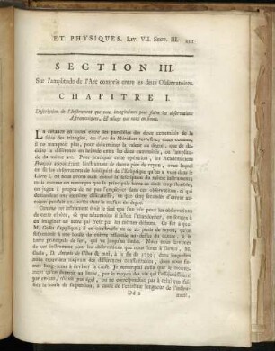 Section III. Sur l´amplitude de l´Arc compris entre les deux Observatoires.