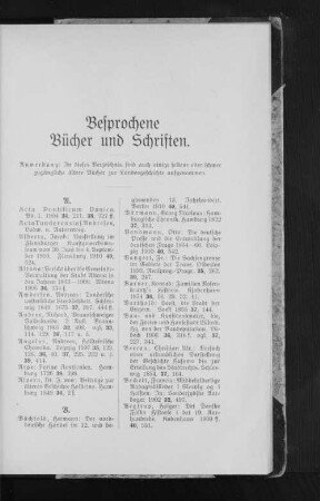 Besprochene Bücher und Schriften.