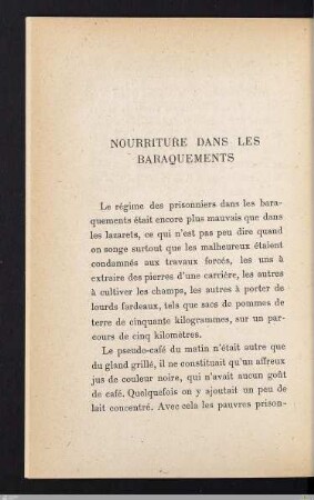 Nourriture dans les baraquements