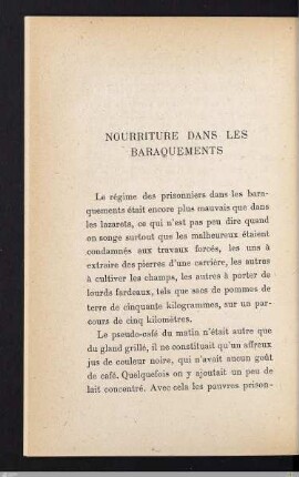 Nourriture dans les baraquements