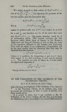 On the variations of the elements in the planetary theory.