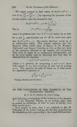 On the variations of the elements in the planetary theory.