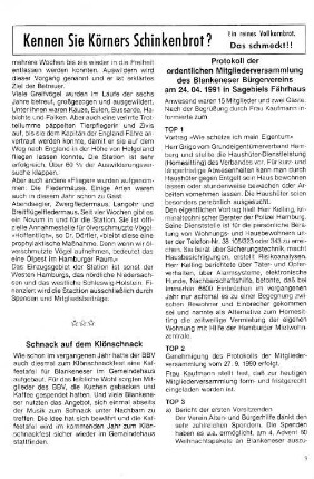Protokoll der ordentlichen Mitgliederversammlung des Blankeneser Bürgervereins am 24. 04. 1991 in Sagebiels Fährhaus