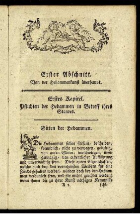 Erster Abschnitt. Von der Hebammenkunst überhaupt.