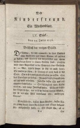 LV. Stück, den 22. Julii 1776