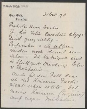 Brief an B. Schott's Söhne : 31.10.1898