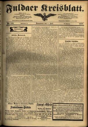 Zweite Ausgabe vom Samstag, den 01. Juni 1907.
