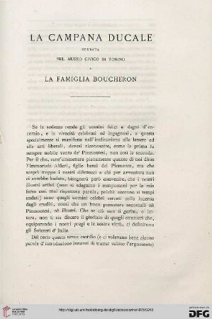 1: La campana ducale serbata nel Museo Civico di Torino e la famiglia Boucheron