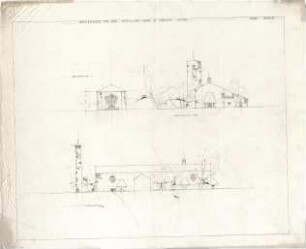 Gsaenger, Gustav; Landshut (Bayern); Kath. Kirche - West u. Nordseite (Ansichten),Querschnitt
