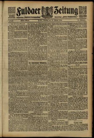 Erste Ausgabe vom Dienstag, den 15. Oktober 1912.