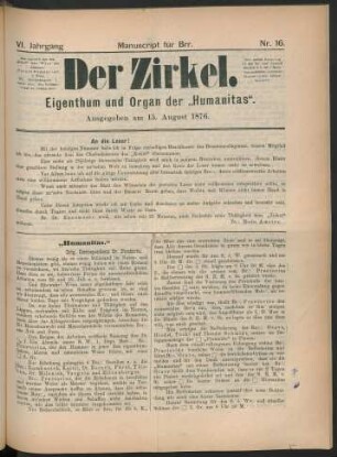 Nr. 16. Ausgegeben am 15. August 1876.