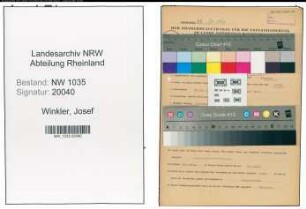 Entnazifizierung Josef Winkler , geb. 26.10.1897 (Maschinenmeister)