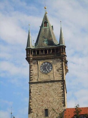 Prag - Turm des Altstädter Rathauses : Der Turm des Altstädter Rathauses. Aufgenommen am 27. Juli 2011 in Prag