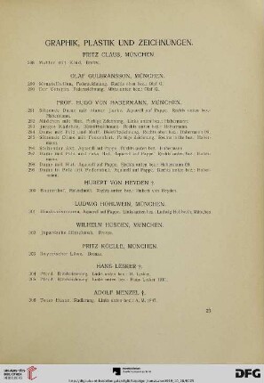 Graphik, Plastik und Zeichnungen (Nr. 288-332)
