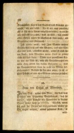 20. Frau von Erthal an Albertinen.