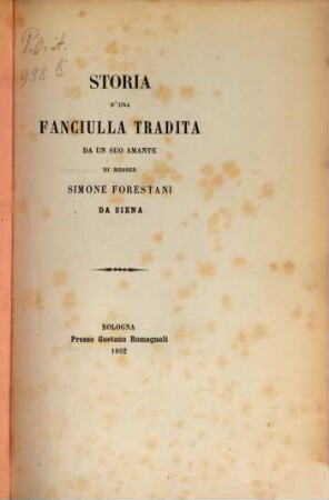 Storia d'una fanciulla tradita da un suo amante