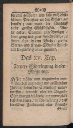Das XV. Cap. Fernere Widerlegung dieser Meynung