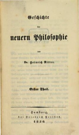 Geschichte der Philosophie, 9. Geschichte der christlichen Philosophie ; 5, Geschichte der neuern Philosophie ; 1