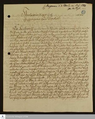 Brief von Johann Ernst Bergmann an Johann Ludwig Schulze.