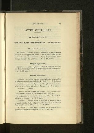 Actes Officiels.