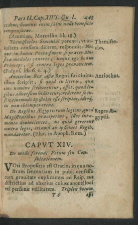 Caput XIV. De modo ferendi Votum seu Consultationem.