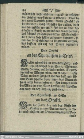 Das Orakel an den Churfürsten zu Trier