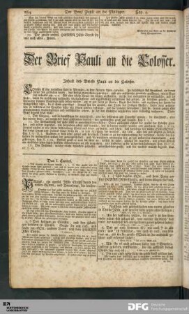 Der Brief Pauli an die Colosser.