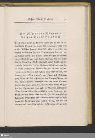 Der Maler der Romantik: Kaspar David Friedrich