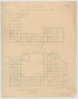 Thiersch, August ; München - Schwabing; Kath. Pfarrkirche St. Ursula - Grundriss EG, Grundriss 1. OG, Grundriss 2. OG
