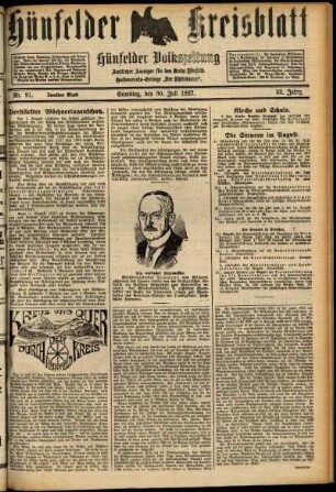 Zweite Ausgabe vom Samstag, den 30. Juli 1927.