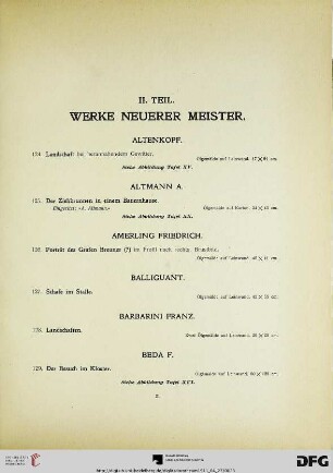 II. Teil. Werke neuerer Meister (Nr. 124-226)