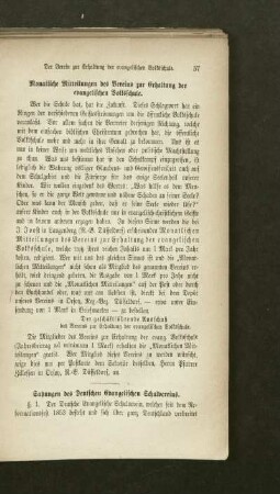 Monatliche Mitteilungen des Vereins zur Erhaltung der evangelischen Volksschule