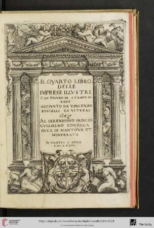 Il quarto Libro delle imprese illvstri con figure di stampe di rame Aggivnto da Vincenzo Rvscelli da Viterbo