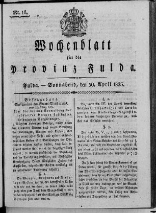 Nr. 18, Ausgabe vom 30. April 1825