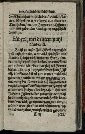 Lübeck zum dritten mahl Abgebrandt.
