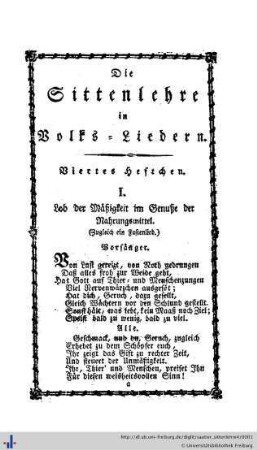 Die Sittenlehre in Volksliedern.