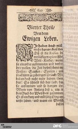 Vierter Theil/ Von dem Ewigen Leben.