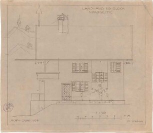 Pfann, Paul; Landhaus Zollinspektor Ed. Glück - Nordseite (Aufriss)