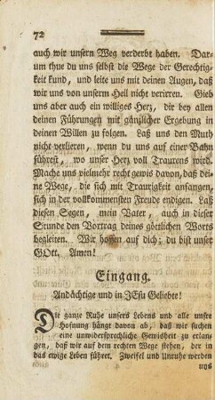 Eingang. Andächtige und Jesu Geliebte!