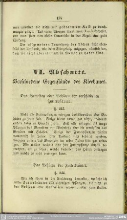 VI. Abschnitt. Verschiedene Gegenstände des Kleebaues