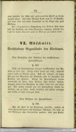 VI. Abschnitt. Verschiedene Gegenstände des Kleebaues