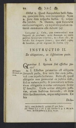 Instructio II. De obligatione, ac dissolutione pacis.