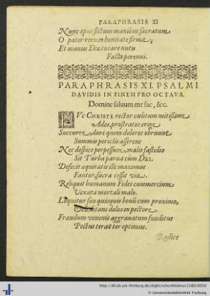 Paraphrasis XI. Psalmi Davidis.