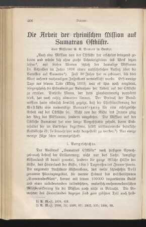 Die Arbeit der rheinischen Mission auf Sumatras Ostküste