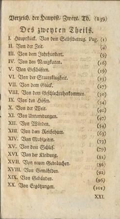 Des zweyten Theils.