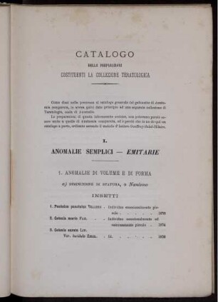I. Anomalie Semplici - Emitarie