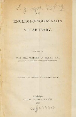 An English-Anglo-Saxon vocabulary