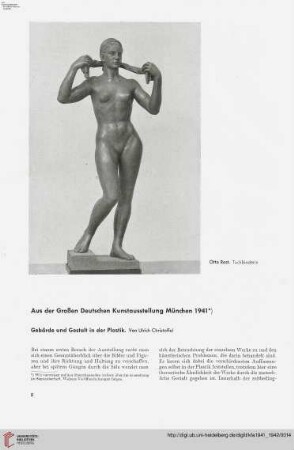 57: Aus der Großen Deutschen Kunstausstellung München 1941, [1] : Gebärde und Gestalt in der Plastik