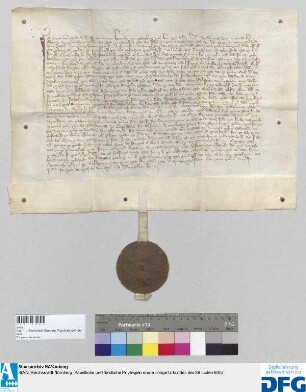 Konrad von Seckendorff genannt Aberdar, Richter des kaiserlichen Landgerichts Burggraftums Nürnberg, urkundet über den Vergleich zwischen dem Rat der Stadt Nürnberg und Conrad Waldstromer, den Gostenhof betreffend. - Siegler: das Landgericht.